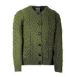 CG640-PNKMD Ladies Aran Knit Lumber Cardigan, Meadow Green Creative Irish Gifts.com