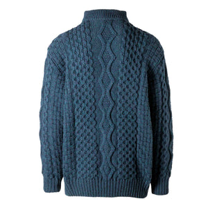 Men's Shawl Collar Fisherman Sweater, Ocean Blue - Creative Irish Gifts