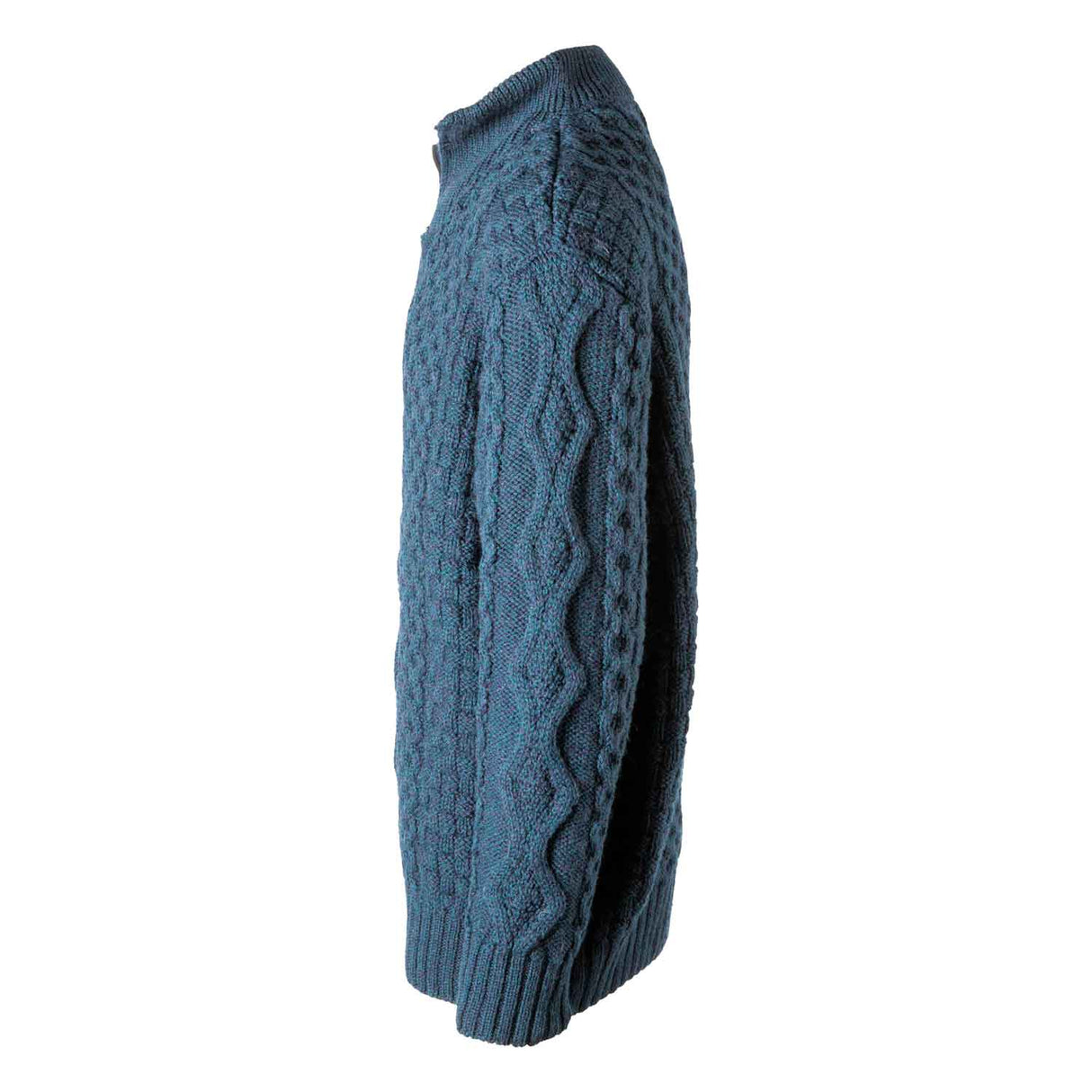 Men's Shawl Collar Fisherman Sweater, Ocean Blue - Creative Irish Gifts
