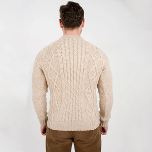 CG703 Men's Fisherman Cable Knit Sweater Natural Back Creative Irish Gifts