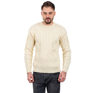 CG703 Men's Fisherman Cable Knit Sweater Natural Front Studio Creative Irish Gifts