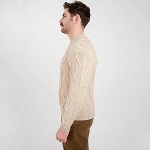 CG703 Men's Fisherman Cable Knit Sweater Natural Side Creative Irish Gifts