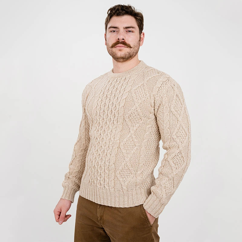 CG703 Men's Fisherman Cable Knit Sweater Natural Creative Irish Gifts