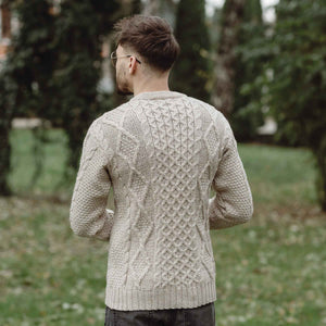 Men's Fisherman Cable Knit Sweater, Parsnip - Creative Irish Gifts