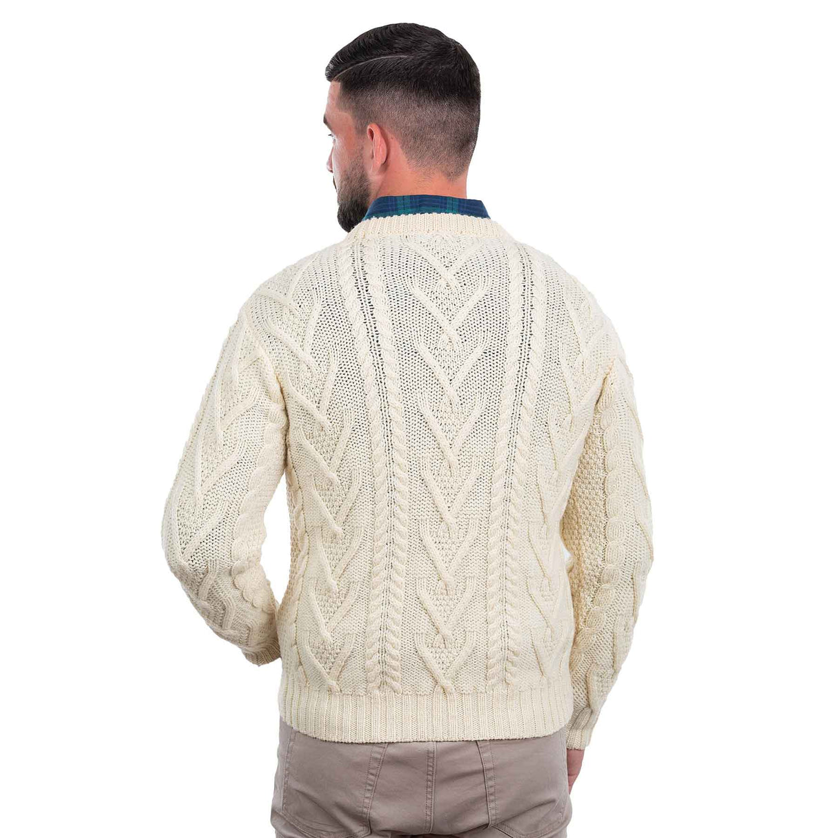 Men's Merino Aran Sweater, Natural - Creative Irish Gifts