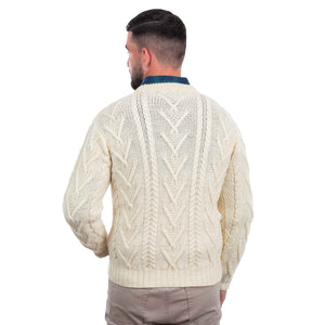 Men's Merino Aran Sweater, Natural - Creative Irish Gifts