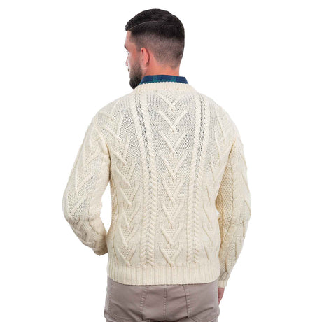 Men's Merino Aran Sweater, Natural - Creative Irish Gifts