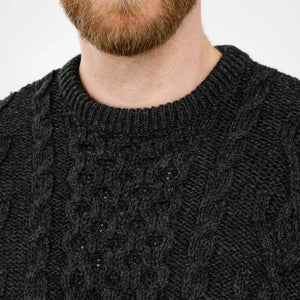 CG707 Men's Merino Aran Sweater Charcoal Closely Creative Irish Gifts