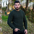 CG708 Men's Merino Aran Sweater Army Green Lifestyle Creative Irish Gifts