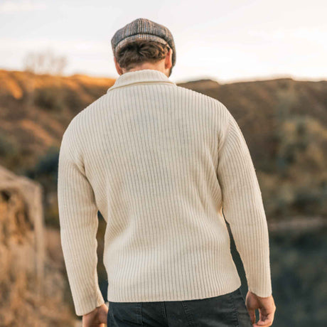 Men's Shawl Collar Fisherman Sweater, Natural - Creative Irish Gifts