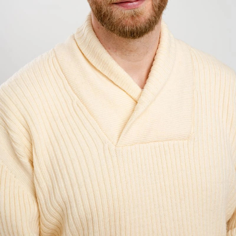CG709-Men's Shawl Collar Fisherman Sweater, Natural Closely Creative Irish Gifts