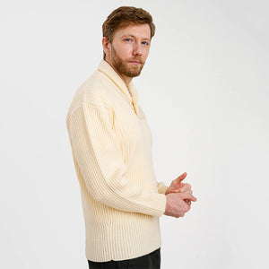 CG709-Men's Shawl Collar Fisherman Sweater, Natural Side Creative Irish Gifts