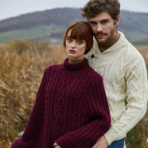 CG714 Men’s Irish Shawl Collar Single Button Sweater Natural Lifestyle View Creative Irish Gifts