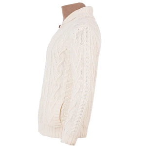 CG714 Men’s Irish Shawl Collar Single Button Sweater Natural Side Studio  Creative Irish Gifts