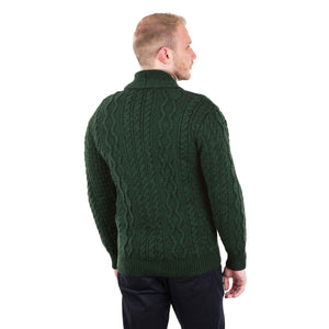 Men's Shawl Neck Zipper Knit Cardigan, Army Green - Creative Irish Gifts
