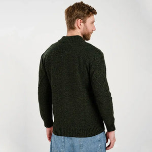 CG720 Men's Full Zip Cable Knit Cardigan Army Green Back Creative Irish Gifts