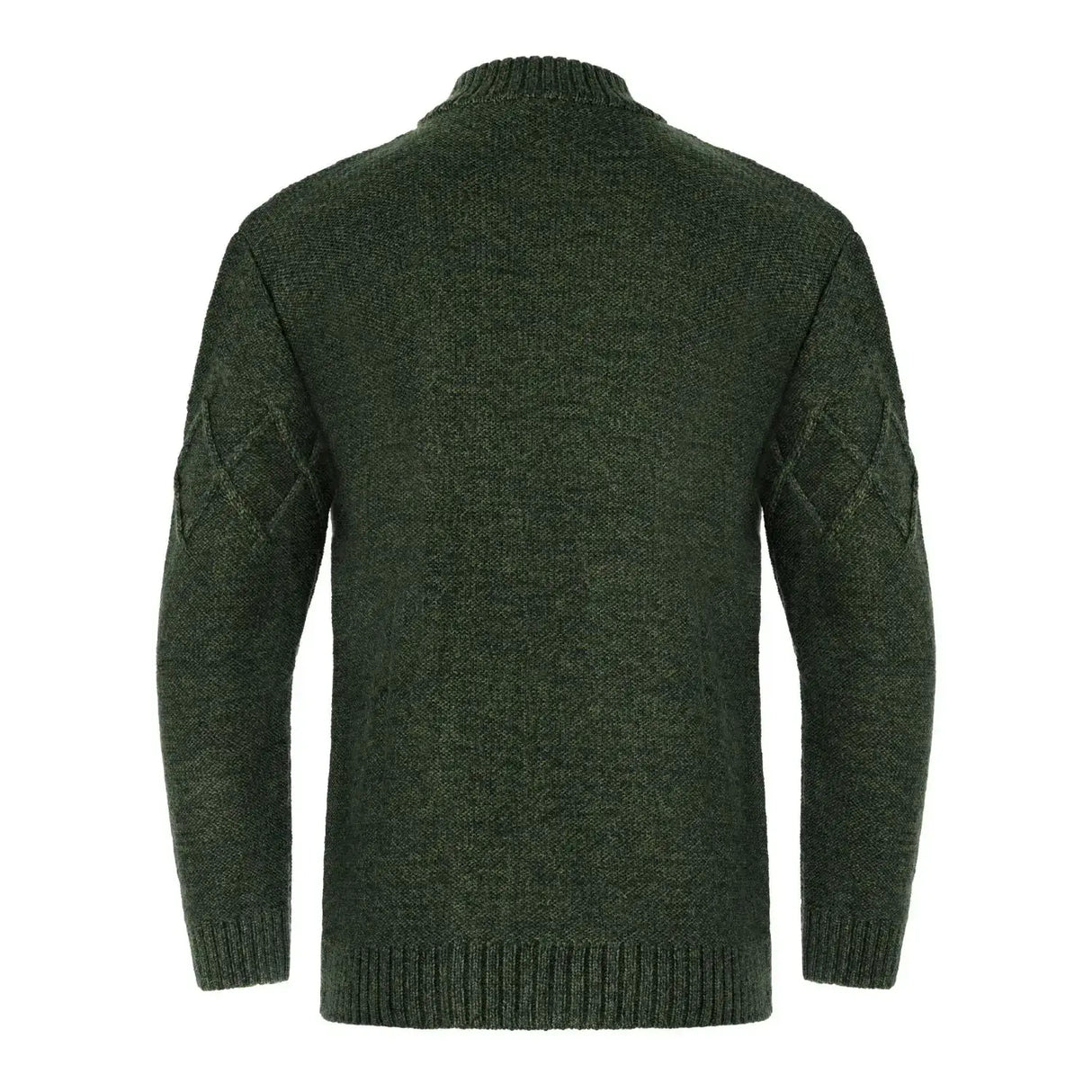 CG720 Men's Full Zip Cable Knit Cardigan Army GreenBack Studio  Creative Irish Gifts