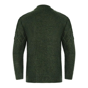 CG720 Men's Full Zip Cable Knit Cardigan Army GreenBack Studio  Creative Irish Gifts
