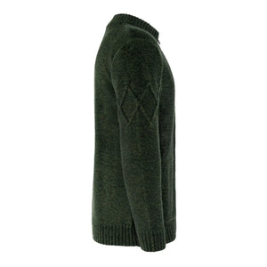 CG720 Men's Full Zip Cable Knit Cardigan Army Green Side Creative Irish Gifts