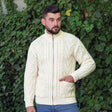 Men's Zipper Knit Cardigan, Natural - Creative Irish Gifts