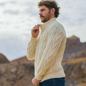 CG721 Men's Zipper Knit Cardigan Natural Side Creative Irish Gifts