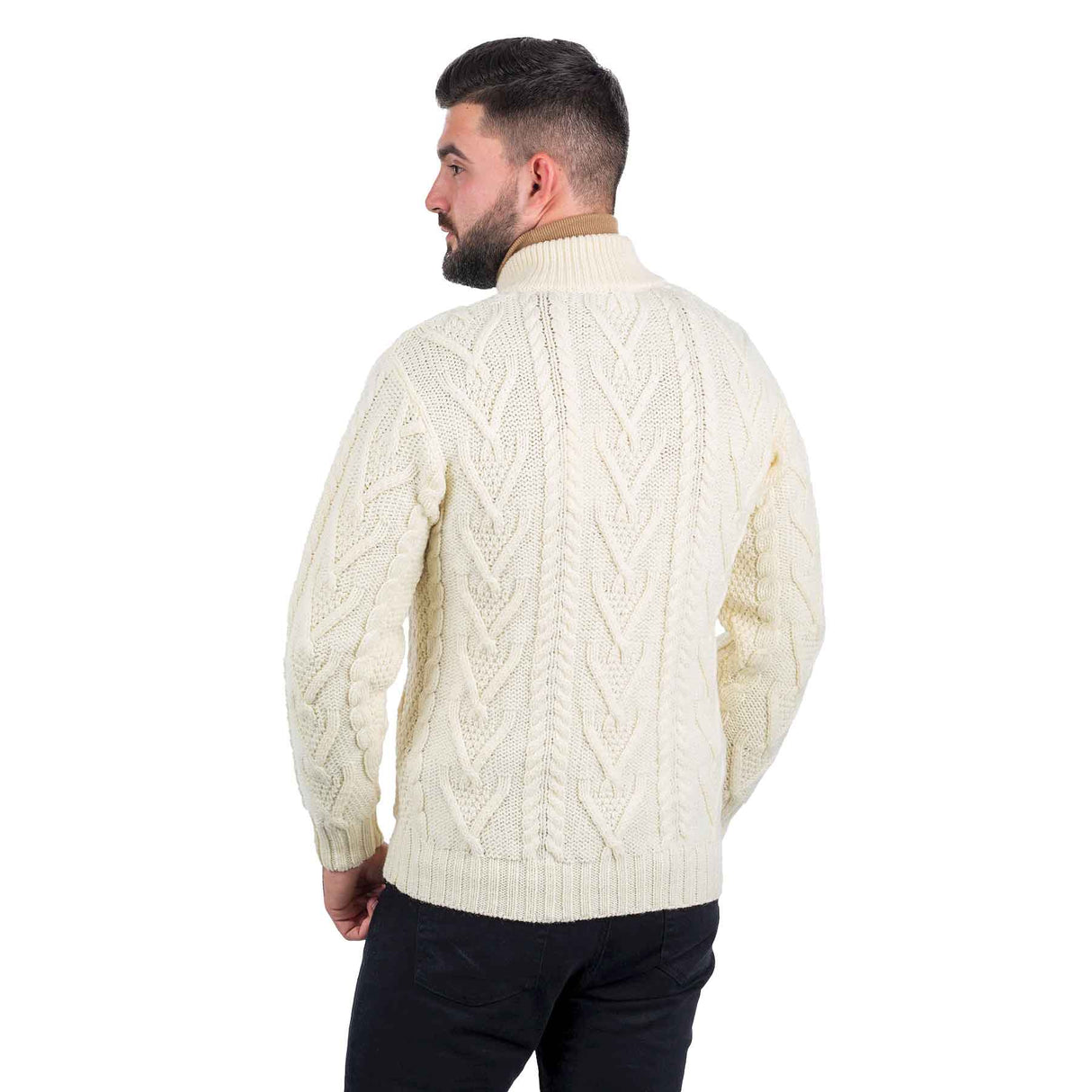Men's Zipper Knit Cardigan, Natural - Creative Irish Gifts