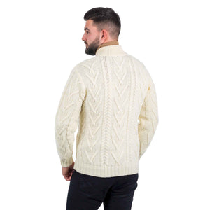 Men's Zipper Knit Cardigan, Natural - Creative Irish Gifts