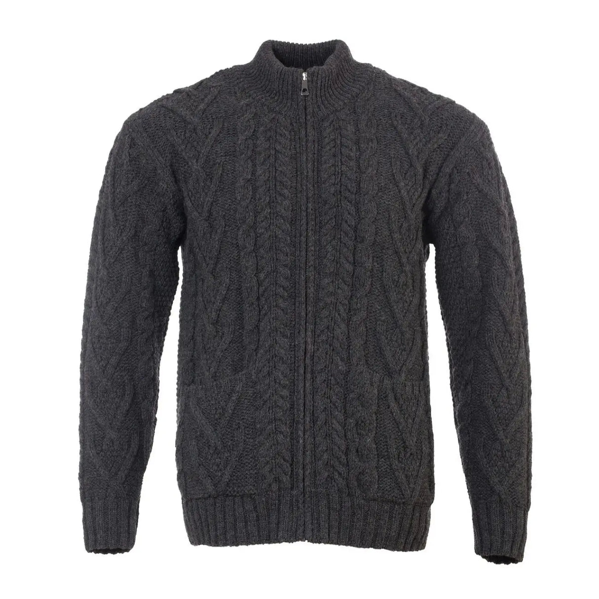 CG722 Men's Zipper Knit Cardigan, Charcoal Creative Irish Gifts