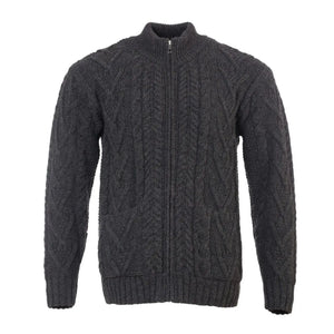 CG722 Men's Zipper Knit Cardigan, Charcoal Creative Irish Gifts