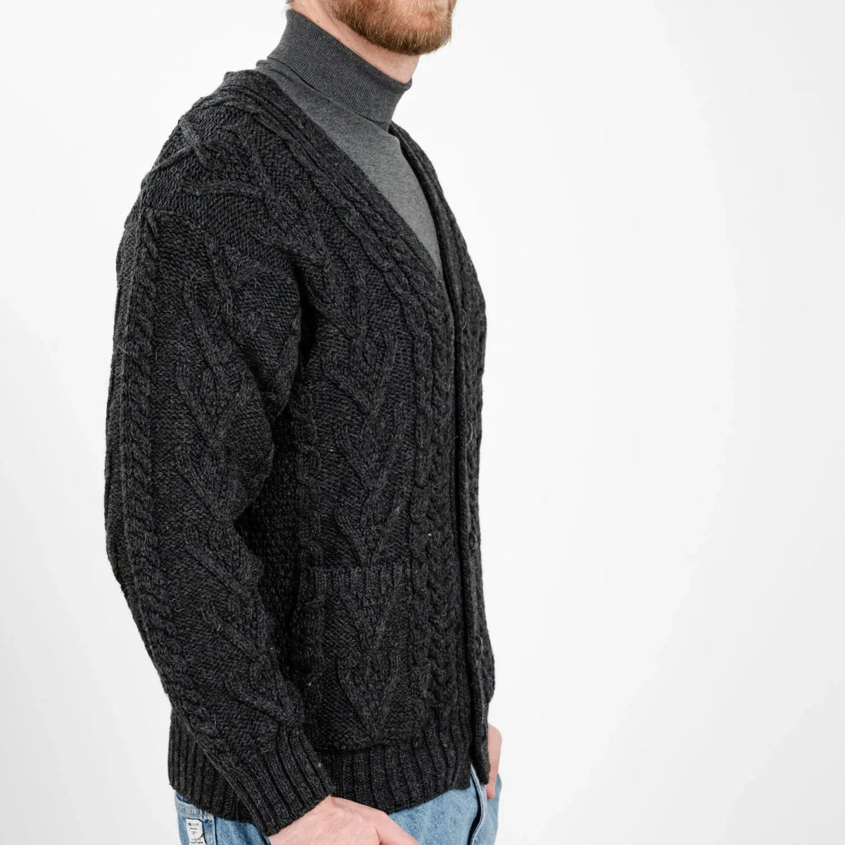 CG722 Men's Zipper Knit Cardigan, Charcoal Creative Irish Gifts