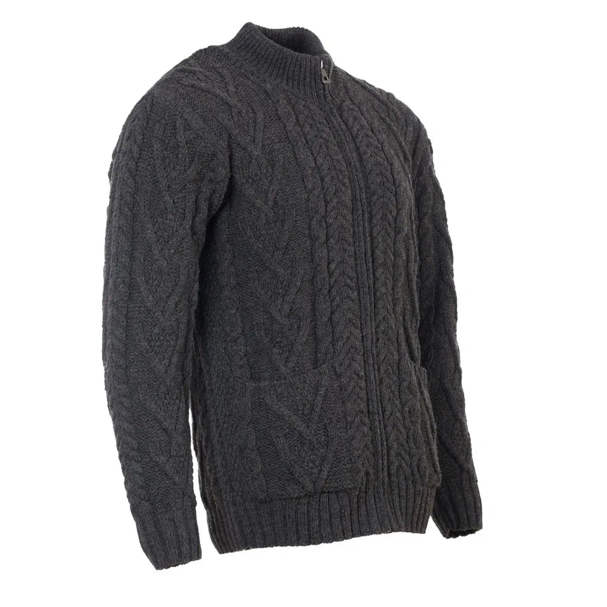 CG722 Men's Zipper Knit Cardigan, Charcoal Side Studio Creative Irish Gifts