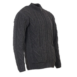 CG722 Men's Zipper Knit Cardigan, Charcoal Side Studio Creative Irish Gifts