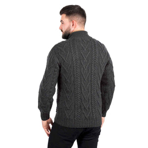Men's Zipper Knit Cardigan, Charcoal - Creative Irish Gifts