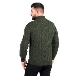 Men's Zipper Knit Cardigan, Army Green - Creative Irish Gifts