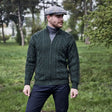CG726 Men's V-Neck Cable Cardigan Lifestyle View Creative Irish Gifts