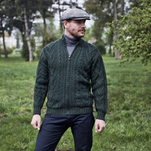 CG726 Men's V-Neck Cable Cardigan Natural Lifestyle View Creative Irish Gifts