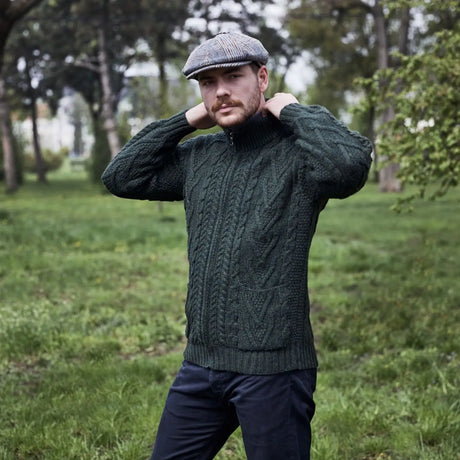 CG726 Men's V-Neck Cable Cardigan Natural Creative Irish Gifts