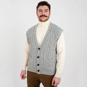 CG731 Men's Aran Knit Vest Grey Studio Creative Irish Gifts
