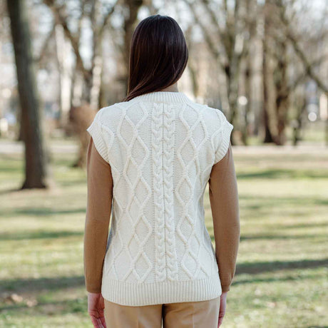 Women's Oversized Aran Knit Cable Vest, Natural - Creative Irish Gifts
