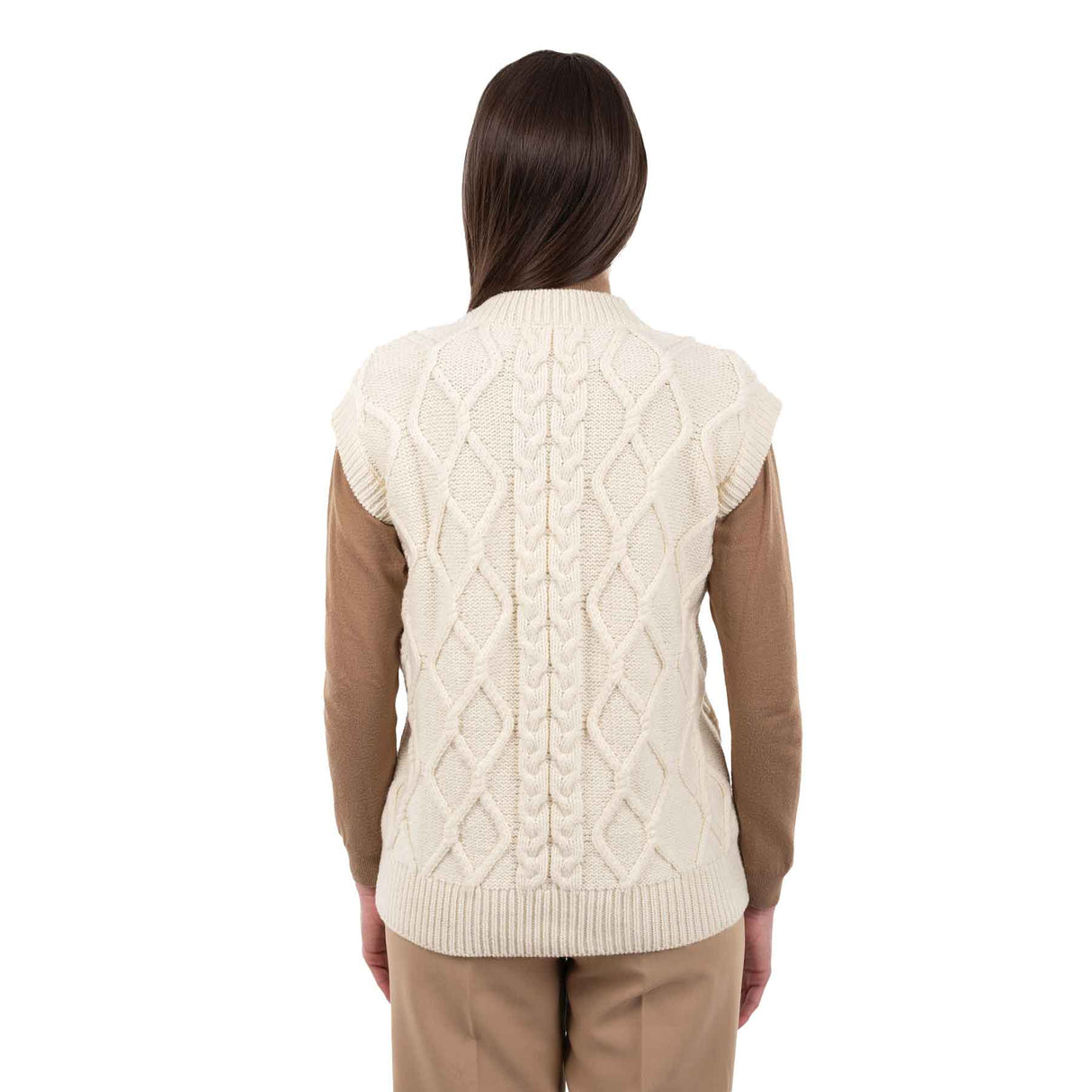 Women's Oversized Aran Knit Cable Vest, Natural - Creative Irish Gifts