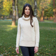 Women's Cowl Neck Sweater, Natural - Creative Irish Gifts