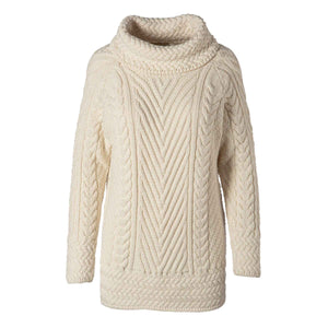 Women's Cowl Neck Sweater, Natural - Creative Irish Gifts