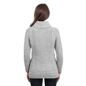 Women's Cowl Neck Sweater, Grey - Creative Irish Gifts