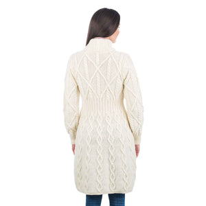 Women's Aran Cable Knit Signature Coat, Natural - Creative Irish Gifts