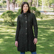 Women's Aran Cable Knit Signature Coat, Army Green - Creative Irish Gifts