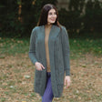 Women's Aran Knit Hooded Long Cardigan, Skylight - Creative Irish Gifts