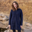 Women's Celtic Aran Knit Jacket, Navy - Creative Irish Gifts