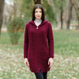 Women's Celtic Aran Knit Jacket, Wine - Creative Irish Gifts
