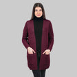Women's Aran Knit Icon Cardigan Coat, Wine - Creative Irish Gifts