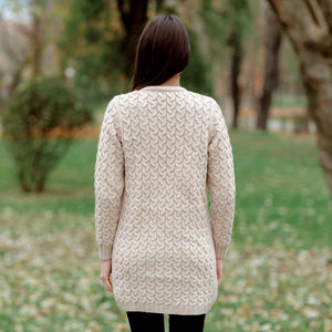 Women's Aran Knit Icon Cardigan Coat, Parsnip - Creative Irish Gifts